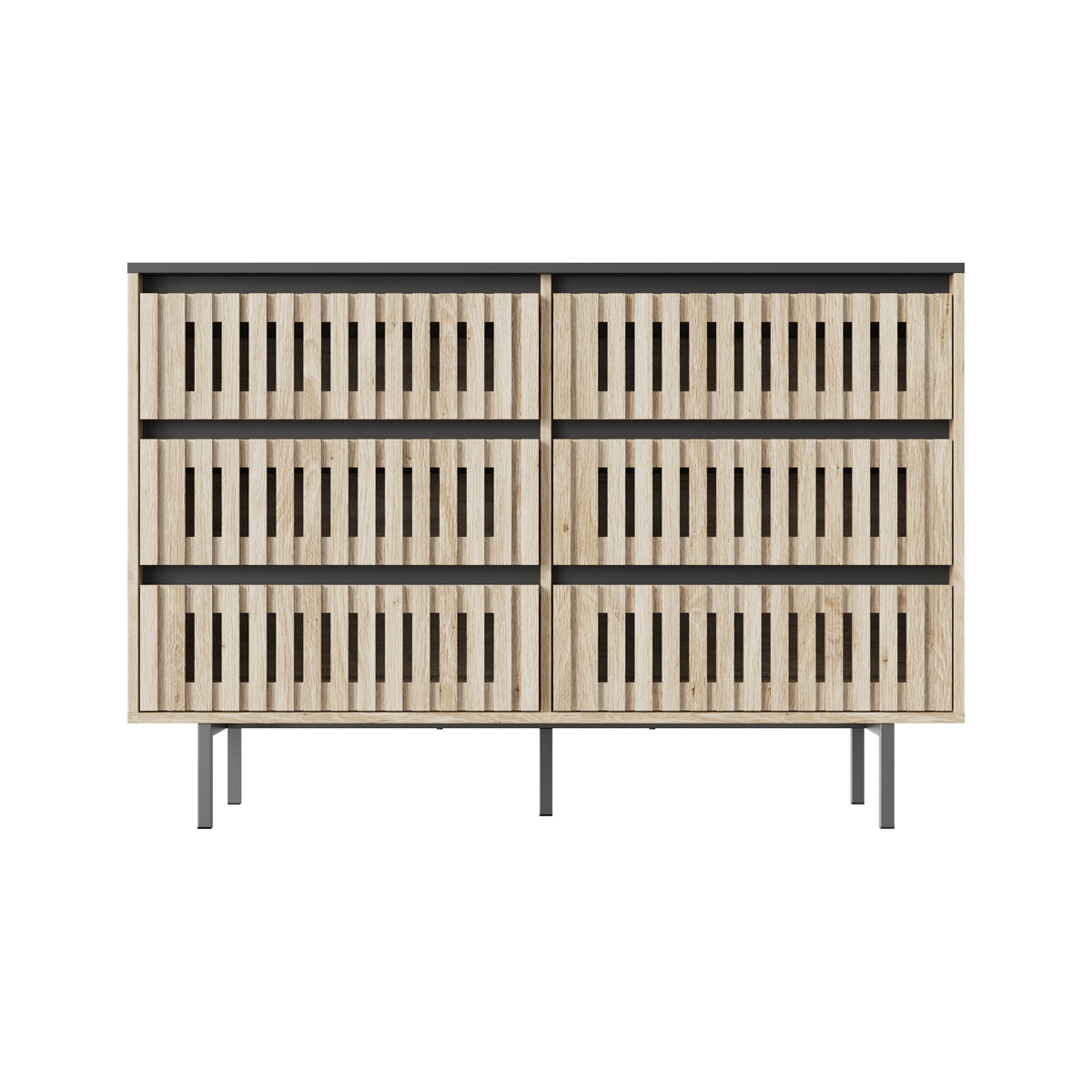 HAOYYE Bedroom Storage Cabinet, Modern Minimalist Six-Drawer Cabinet with Large Capacity, Two-Tone Design, Sturdy Space-Saving Heavy Duty Construction, Ideal for Adults and Dorm Rooms, Easy Assembly