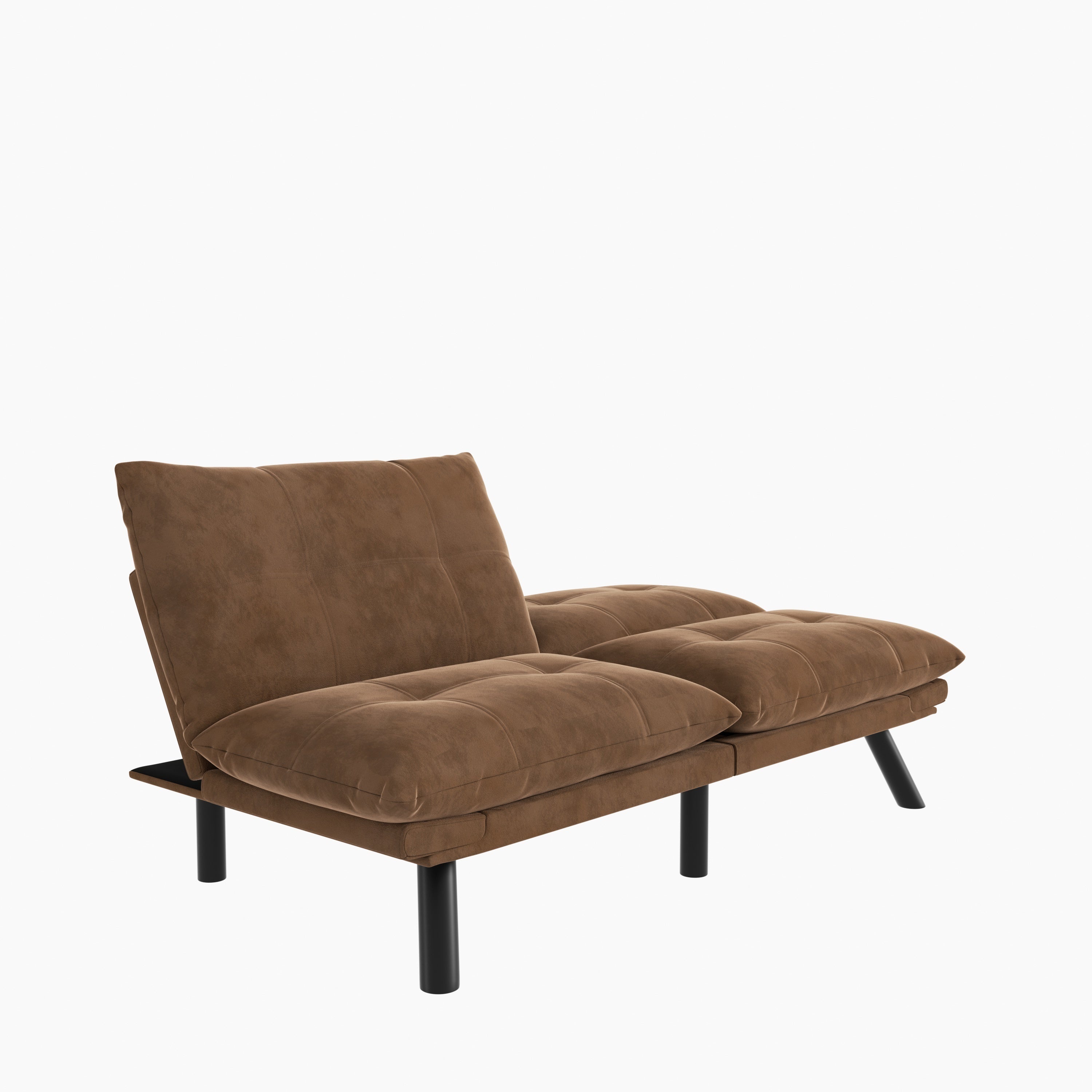 HAOYYE Leather Feel Brown Convertible Folding Sofa Bed, Sturdy Space-Saving Heavy Duty Modern Design for Adults Dorm Room Easy Assembly Bedroom Furniture