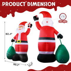 HAOYYE Giant Inflatable Santa Claus Christmas Decoration with Built-in LED Lights, Lighted Holiday Yard Inflatable with Large Gift Bag for Front Yard Lawn Garden Party Indoor Outdoor Festive Décor, Red