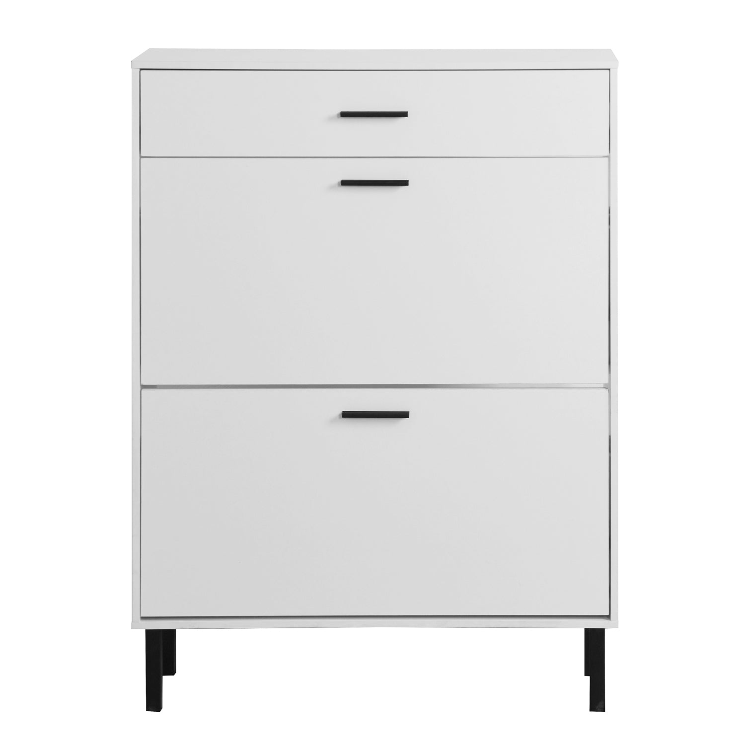 HAOYYE Shoe Cabinet, Freestanding Shoe Rack Storage Organizer with 2 Flip Drawers and Metal Legs, Modern Shoe Storage Cabinet for Entryway, Sturdy Space-Saving Heavy Duty Construction, Ideal for Adults