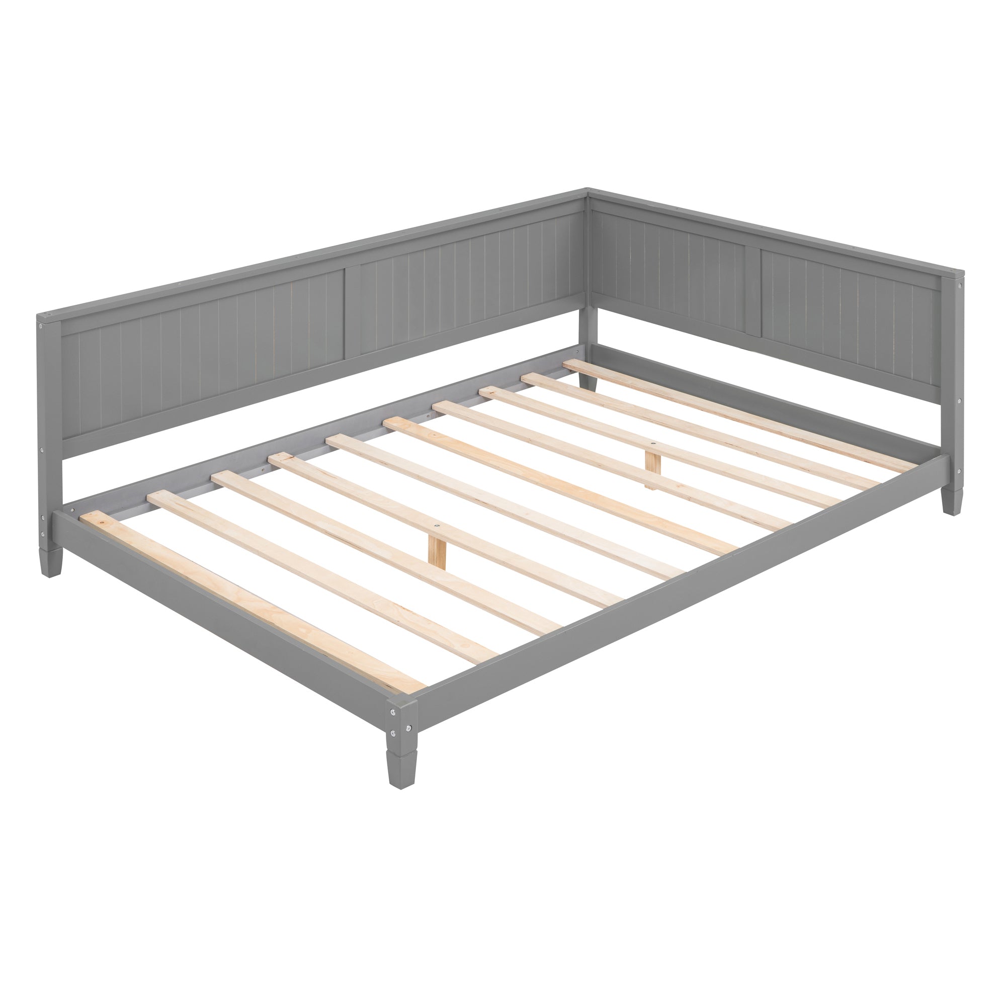 HAOYYE Full Size Wood Daybed/Sofa Bed, Gray Sturdy Space-Saving Heavy Duty Modern Design Adults Dorm Room Easy Assembly Bedroom Furniture