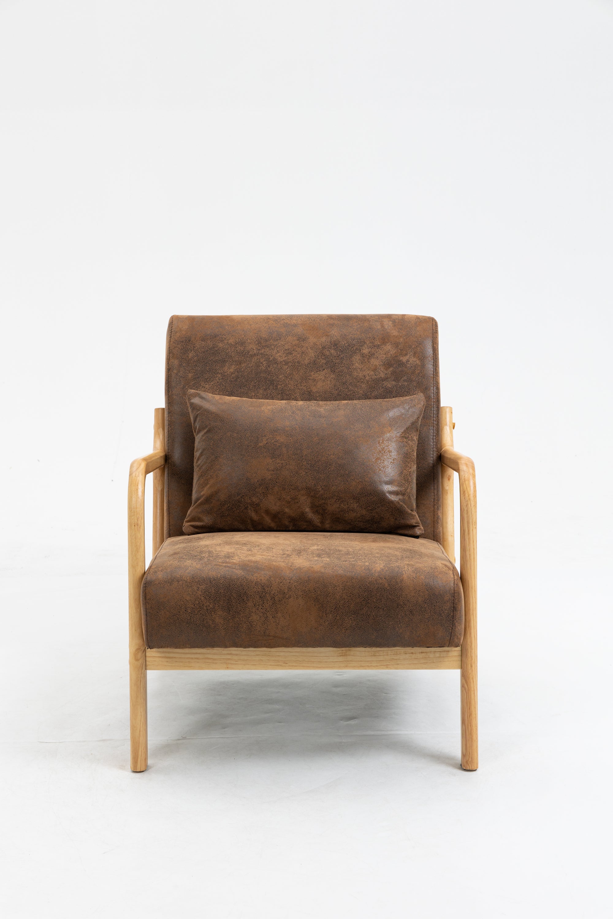 HAOYYE Mid Century Modern Accent Chair with Wood Frame, Upholstered Living Room Chairs with Waist Cushion, Reading Armchair for Bedroom Sunroom Sturdy Space-Saving Heavy Duty Modern Design Adults