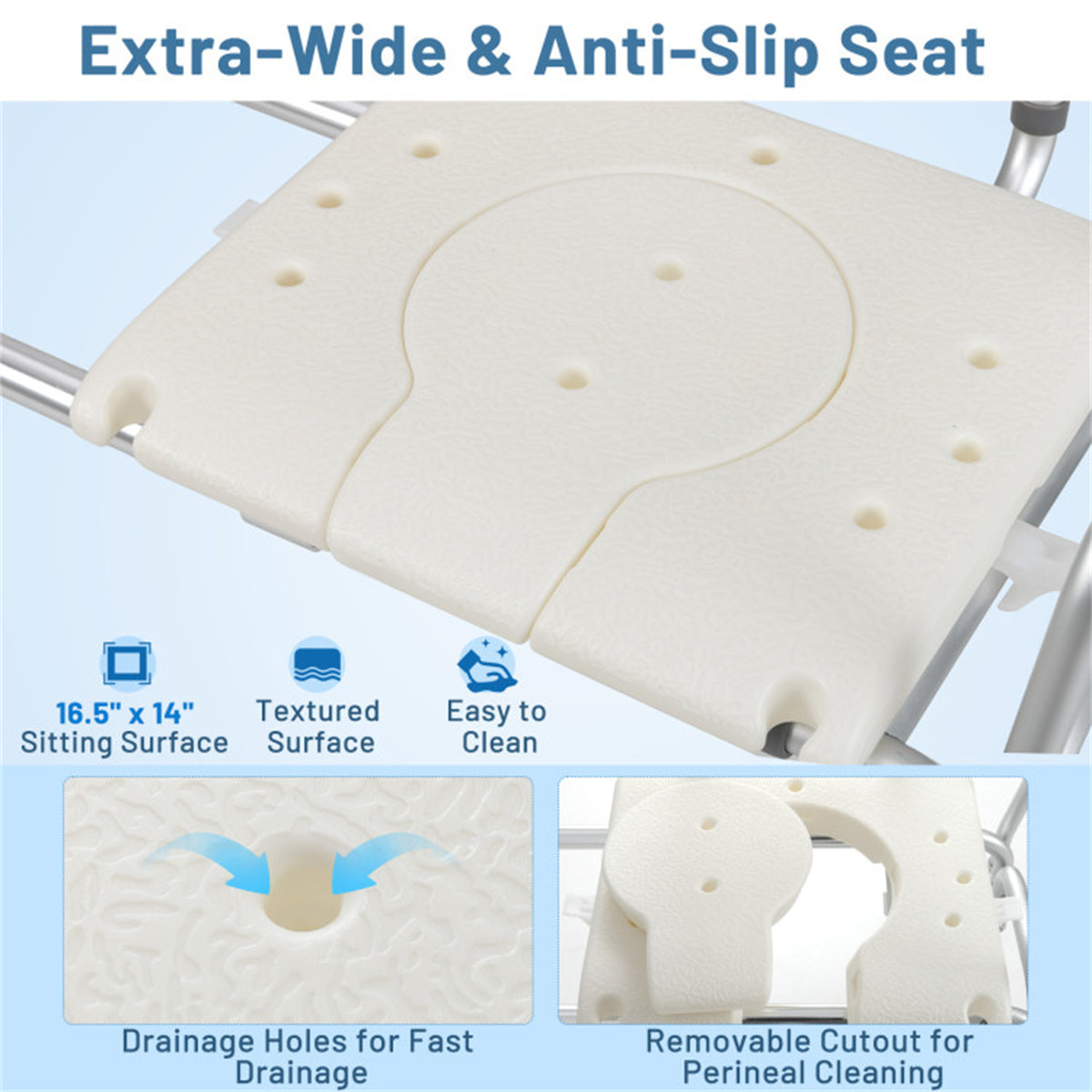HAOYYE White Ultra Wide Bathroom Seat With 9-Level Adjustable Height Sliding Tub Transfer Bench Safety Handrail And Belt For Seniors Disabled Pregnant Women Post Surgery Rustproof Aluminum Frame Non-Slip Suction Cups