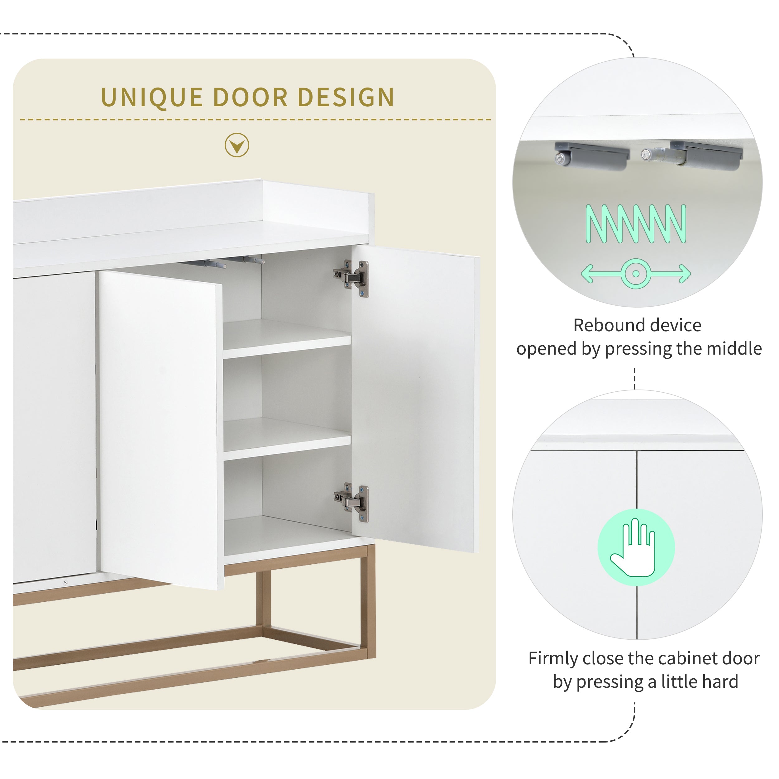HAOYYE Modern Sideboard Elegant Buffet Cabinet with Large Storage Space for Dining Room, Entryway (White) Sturdy Space-Saving Heavy Duty Modern Design Adults Dorm Room Easy Assembly