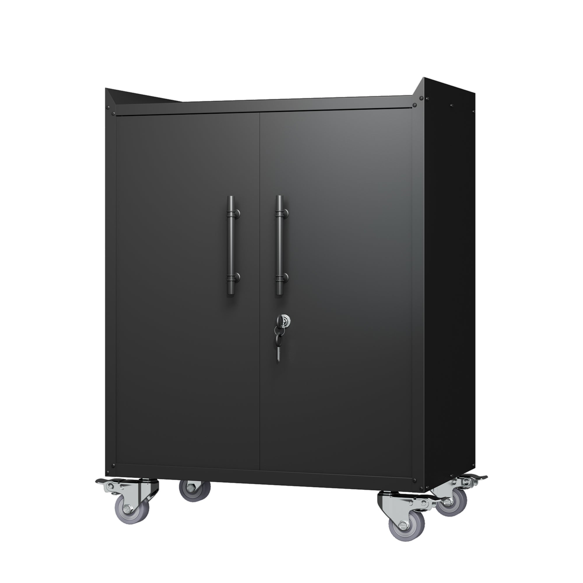HAOYYE 2 Door Tool Cabinets for Garage, Lockable Garage Storage Cabinet, Locking Metal Storage Cabinet with Wheels, Rolling Tool Chest, Assembly Required H34*W30.3*D18 Sturdy Space-Saving Heavy Duty