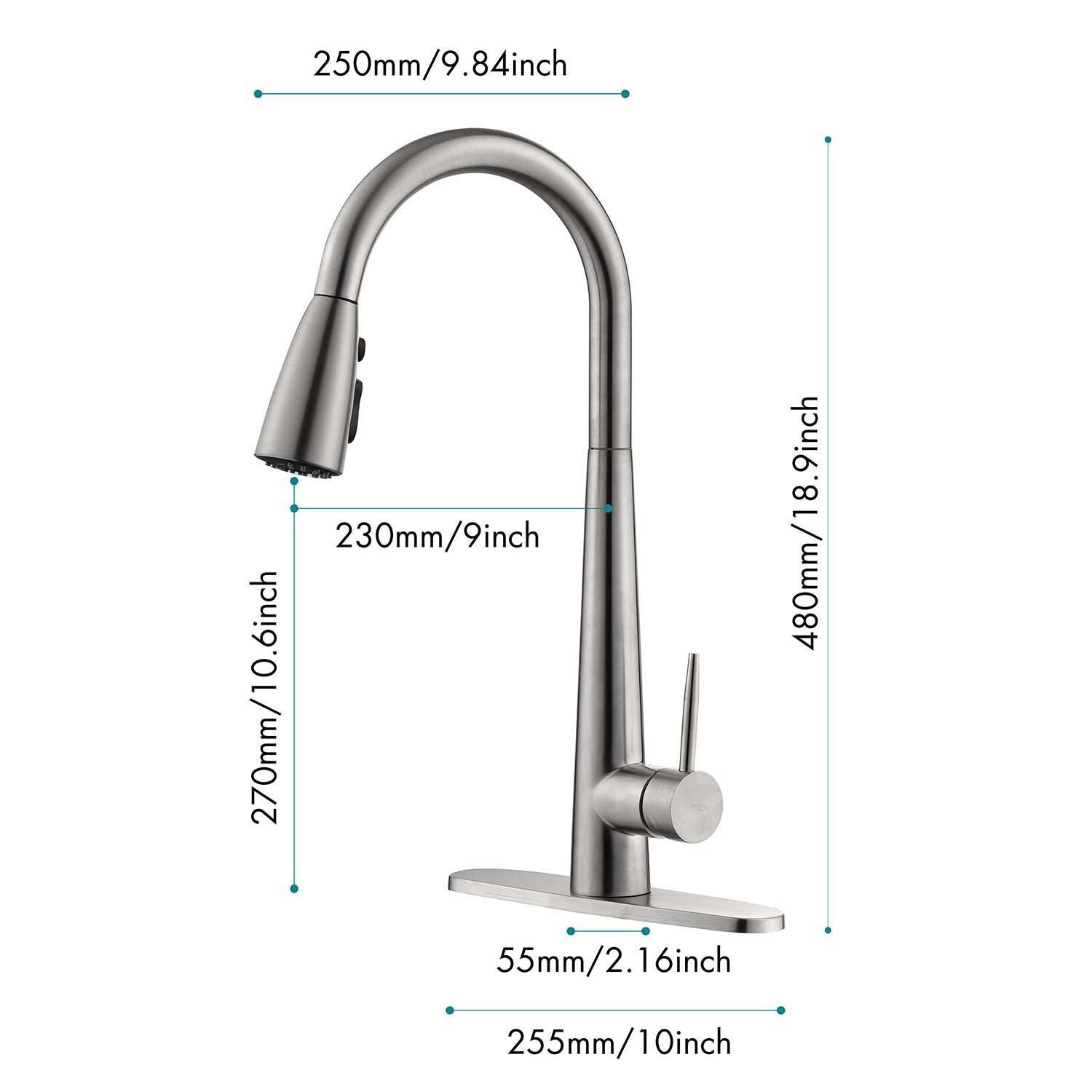 HAOYYE Kitchen Faucet with Pull Down Sprayer Sturdy Space-Saving Heavy Duty Modern Design Adults Dorm Room Easy Assembly Bedroom Furniture