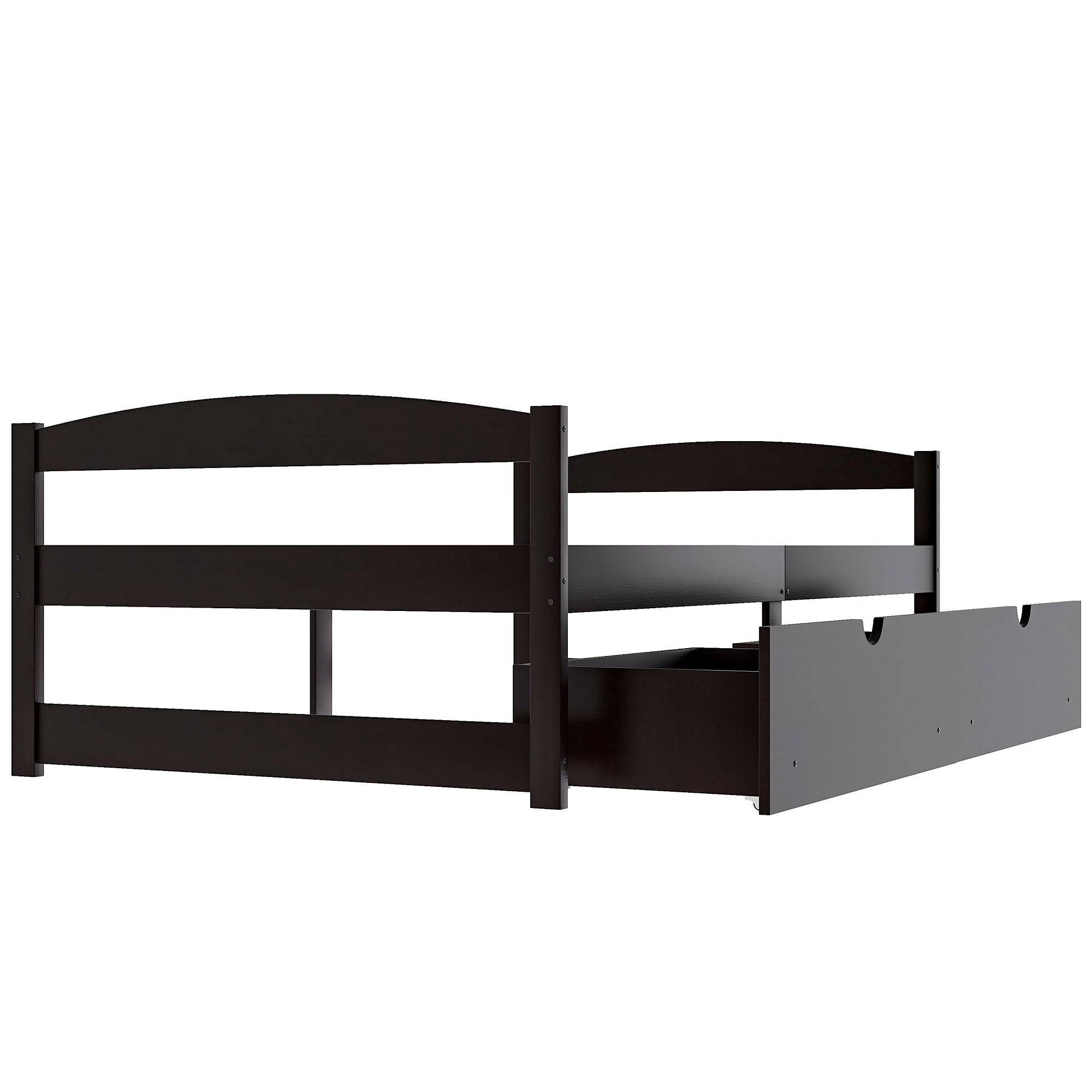 HAOYYE Twin Size Platform Bed with Two Storage Drawers, Espresso, Sturdy Space-Saving Design, Heavy Duty Construction, Easy Assembly, Durable and Stylish Home Furniture, Versatile for Bedroom Use