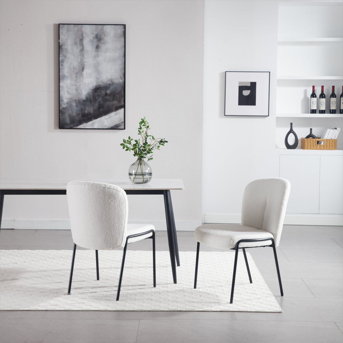 HAOYYE Heng Ming Iron Foot Dining Chair Set With No Armrest And High Back Design, Sturdy Heavy Duty Space-Saving Chairs For Dining Room, Living Room, Balcony, Dorm Room And Adult Home Use, Featuring Modern Industrial Style And Easy Assembly
