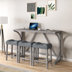 HAOYYE Bar Table Set with Power Outlet, Bar Table and Chairs Set, 4 Piece Dining Table Set, Industrial Breakfast Table Set, for Living Room, Dining Room, Game Room Sturdy Space-Saving Heavy Duty Adults