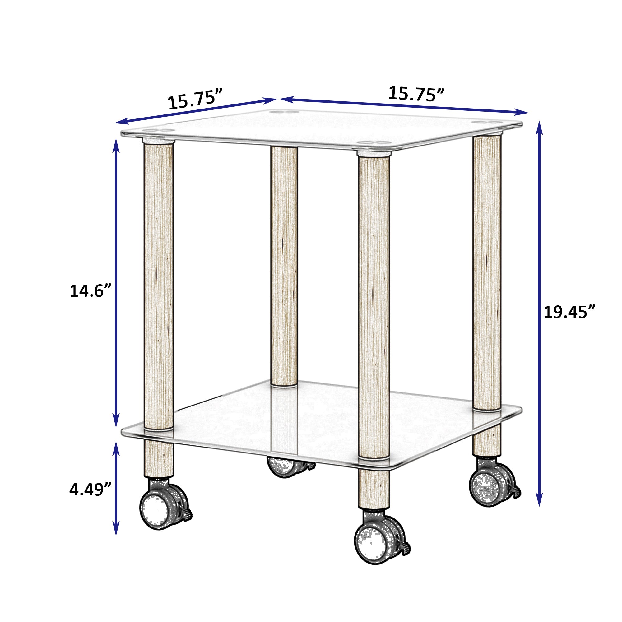 HAOYYE One Piece White And Oak Side Table with Two Tier Storage Shelf for Adults Dorm Room and Living Spaces Perfect as Nightstand, End Table or Sofa Table Featuring Heavy Duty Construction, Space Saving Functionality and Easy Assembly