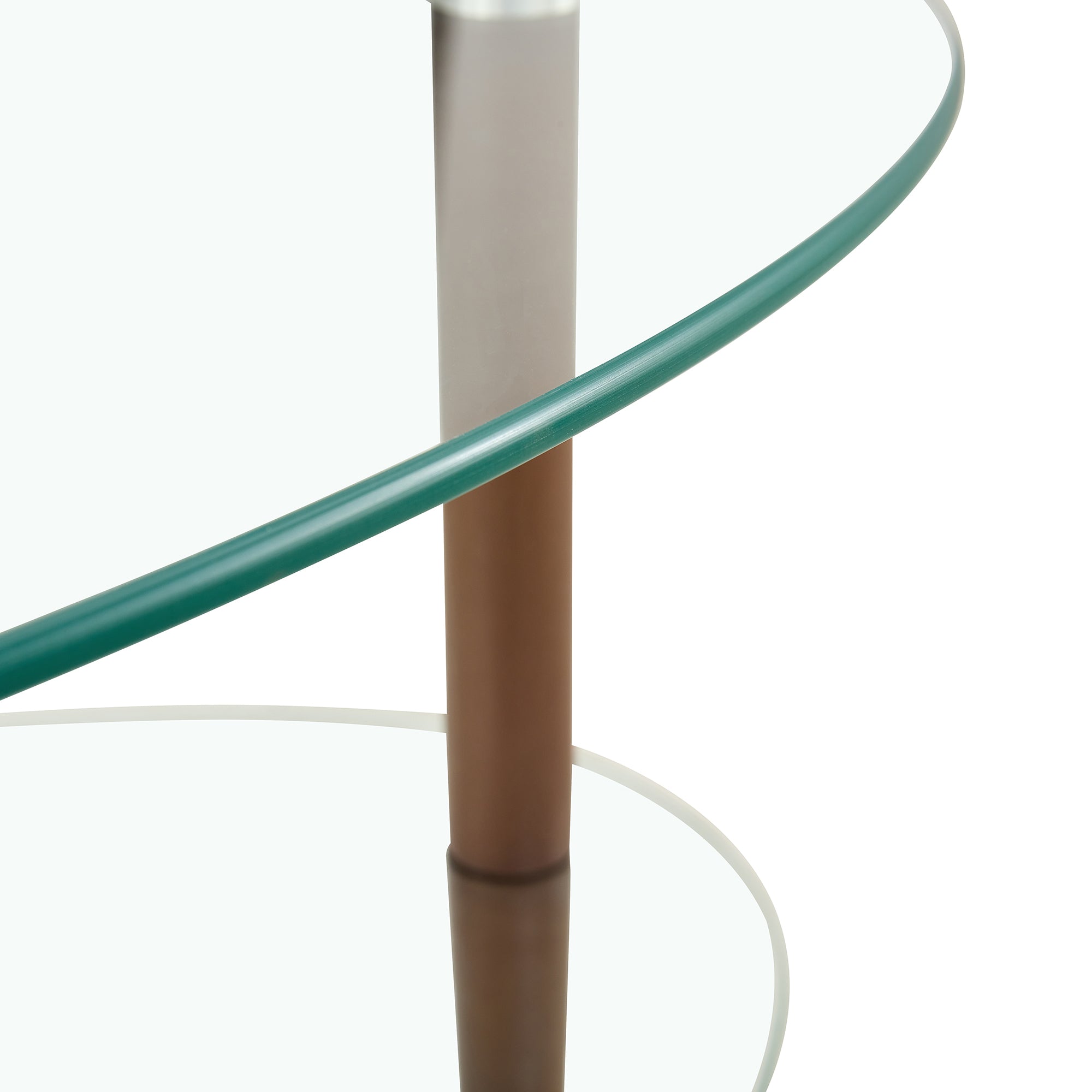 HAOYYE Transparent Oval glass coffee table, modern table in living room Oak wood leg tea table 3-layer glass table Sturdy Space-Saving Heavy Duty Modern Design Adults Dorm Room Easy Assembly