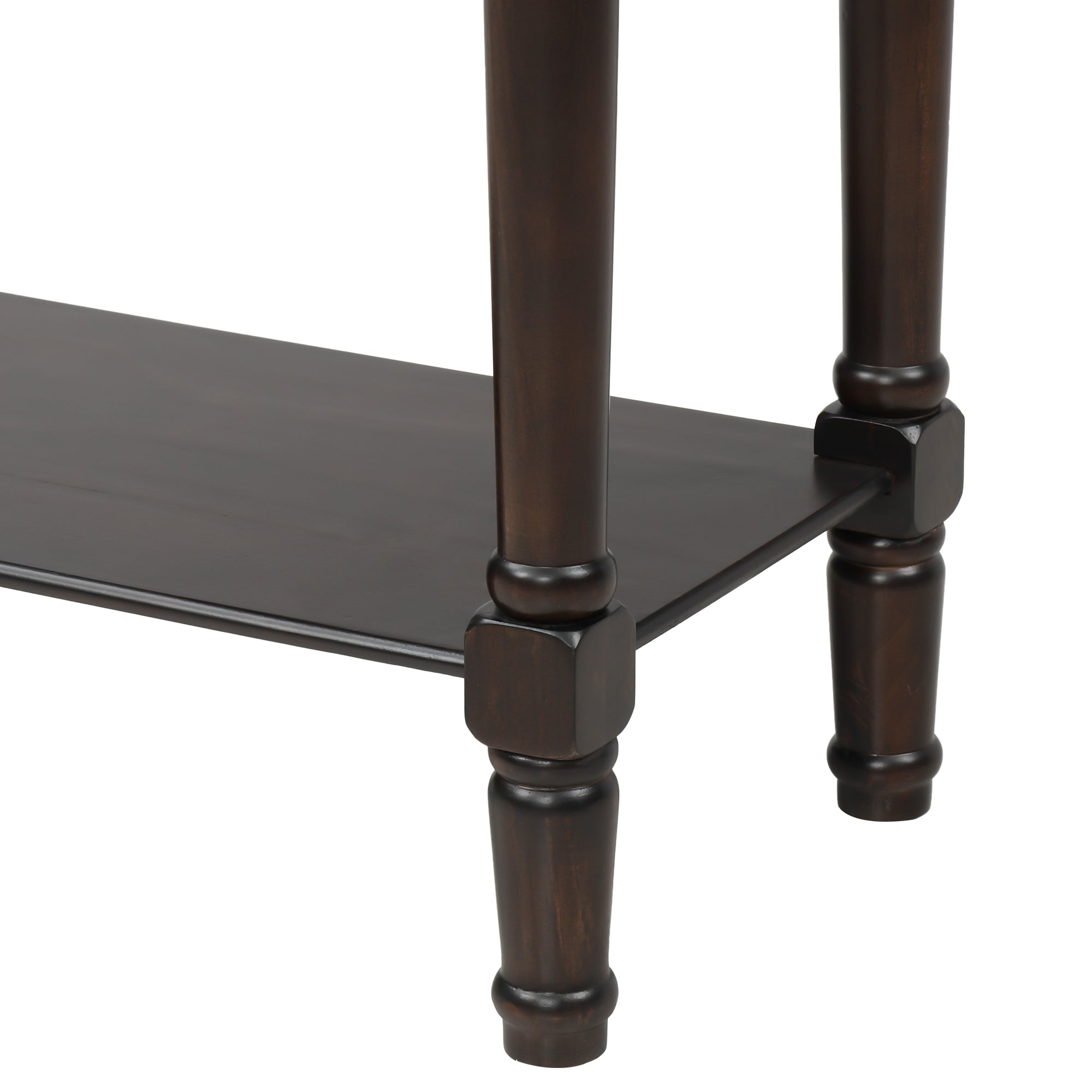 HAOYYE Narrow Console Table, Slim Sofa Table with Three Storage Drawers and Bottom Shelf for Living Room, Espresso, Sturdy Space-Saving Design, Heavy Duty Construction, Easy Assembly, Durable and Stylish Home Furniture, Versatile for Hallway or Entryway