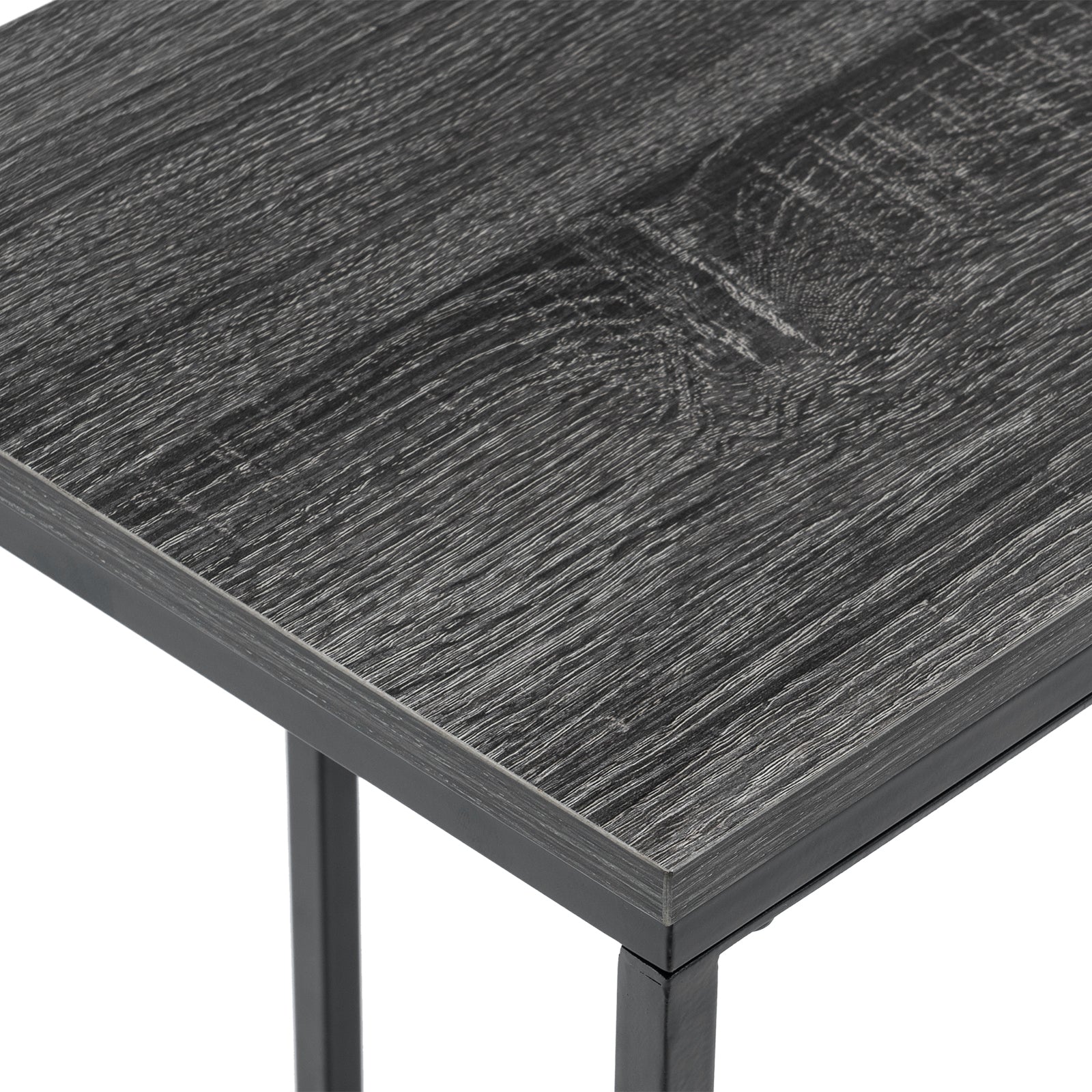 HAOYYE C-Type Single Layer MDF Iron Rectangle Side Table with Triamine Grey Finish and Black Spray Coating, Modern Design for Living Room, Bedroom, Office, and Home Décor – Premium Quality, Comfortable, and Stylish Furniture Piece