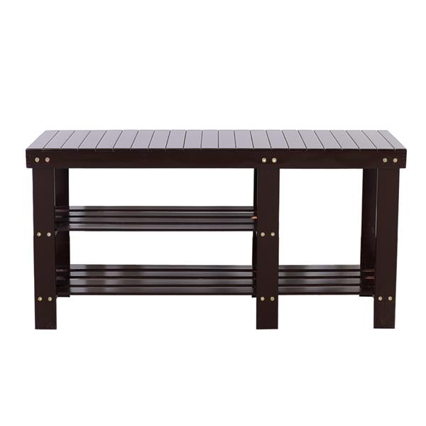 HAOYYE 90cm Strip Type Bamboo Stool Shoe Rack with Boots Compartment Coffee Sturdy Design Durable Multifunctional Modern Home Organizer Storage Solution Practical Stylish Space-Saving Organizer for Live