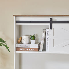 HAOYYE Farmhouse Executive Desk With Drawers, Rustic Home Office Desk With Charging Station, File Drawer, Storage Cabinet, Sturdy Space-Saving Heavy Duty Computer Writing Desk (Antique White)