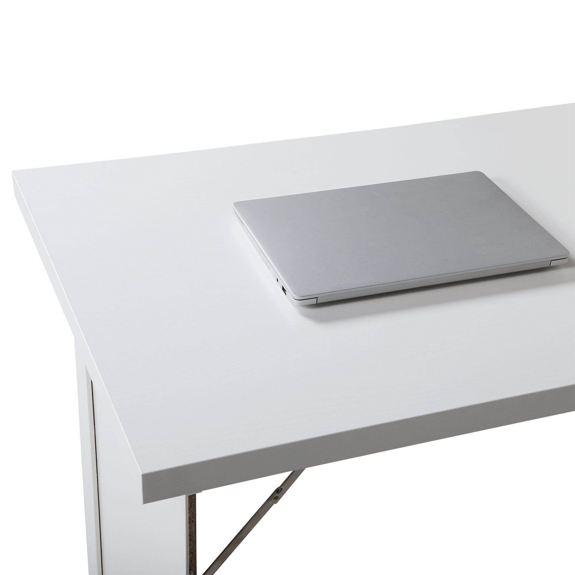 HAOYYE Modern Compact Wood Wall Mounted Folding Desk Cabinet Convertible Writing Desk for Home Office with Storage, White Sturdy Space-Saving Heavy Duty Modern Design Adults Dorm Room Easy Assembly