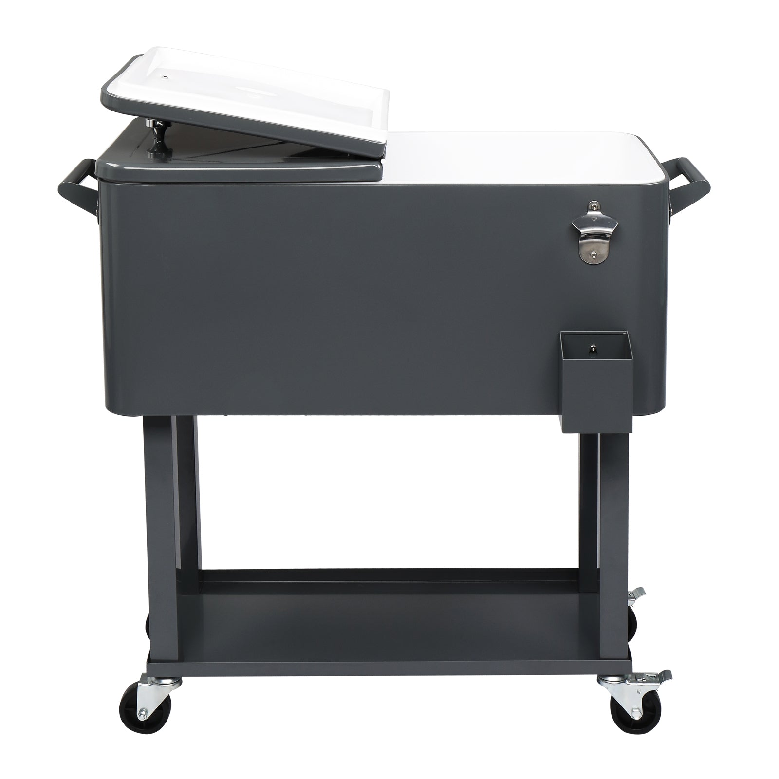 HAOYYE Rectangular Plastic Box Iron Foot Tube Refrigeration and Insulation Cart, Portable Cooler with Bottle Opener and Locking Casters for Outdoor Events