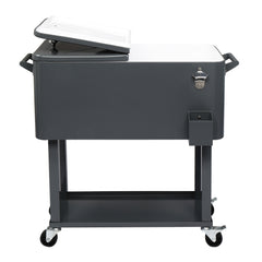 HAOYYE Rectangular Plastic Box Iron Foot Tube Refrigeration and Insulation Cart, Portable Cooler with Bottle Opener and Locking Casters for Outdoor Events