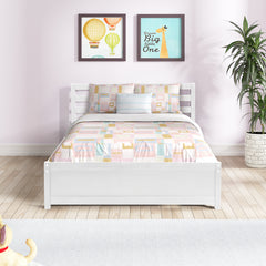 HAOYYE Full Size Wood Platform Bed Frame with 4 Storage Drawers and Headboard of White Color for All Ages Sturdy Space-Saving Heavy Duty Modern Design Adults Dorm Room Easy Assembly Bedroom Furniture