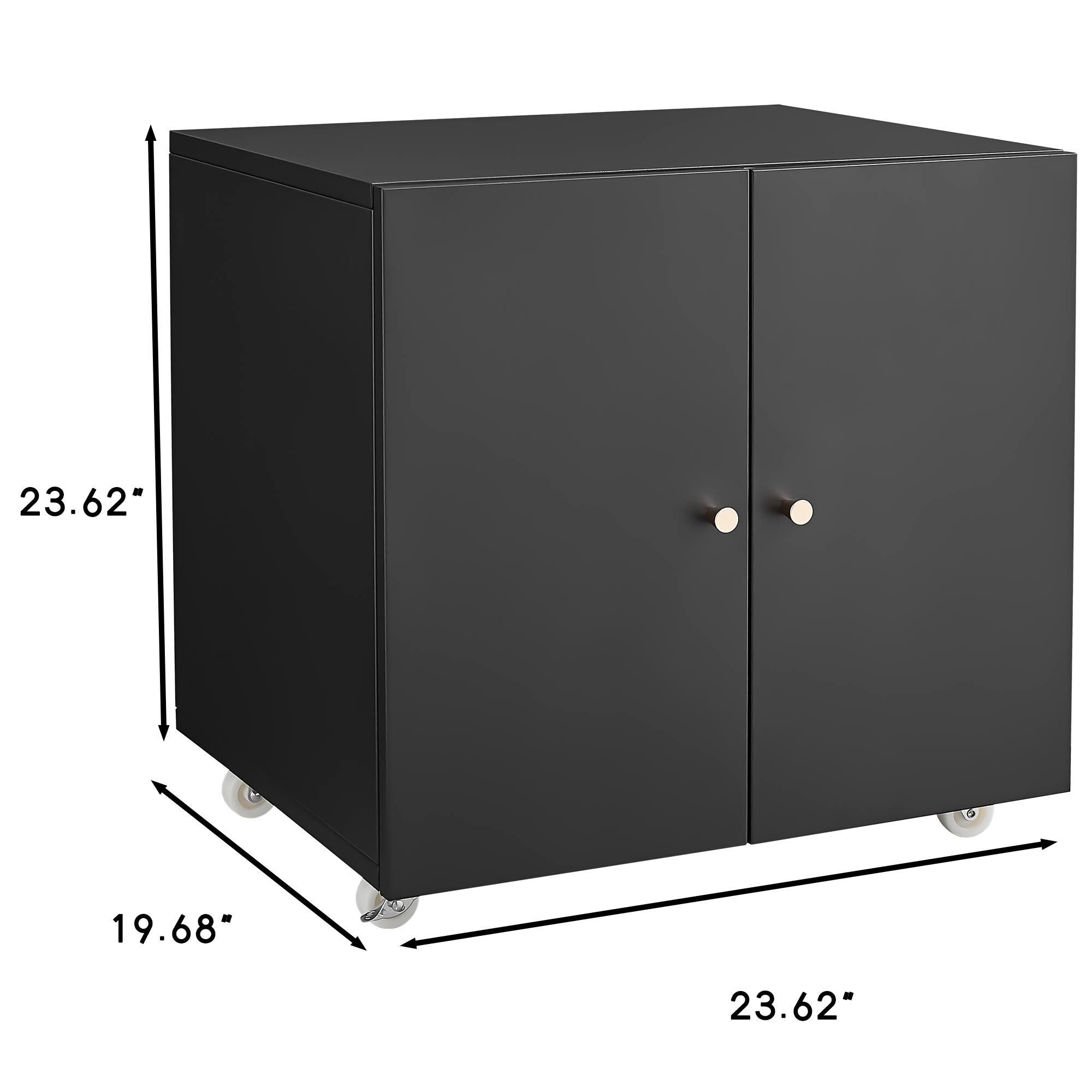 HAOYYE Home Office Printer Stand With Wheels, Mobile Filing Cabinet With Open Storage Shelves and File Door, Suitable for Letter/Legal/A4 Files, Sturdy Space-Saving Heavy Duty Design