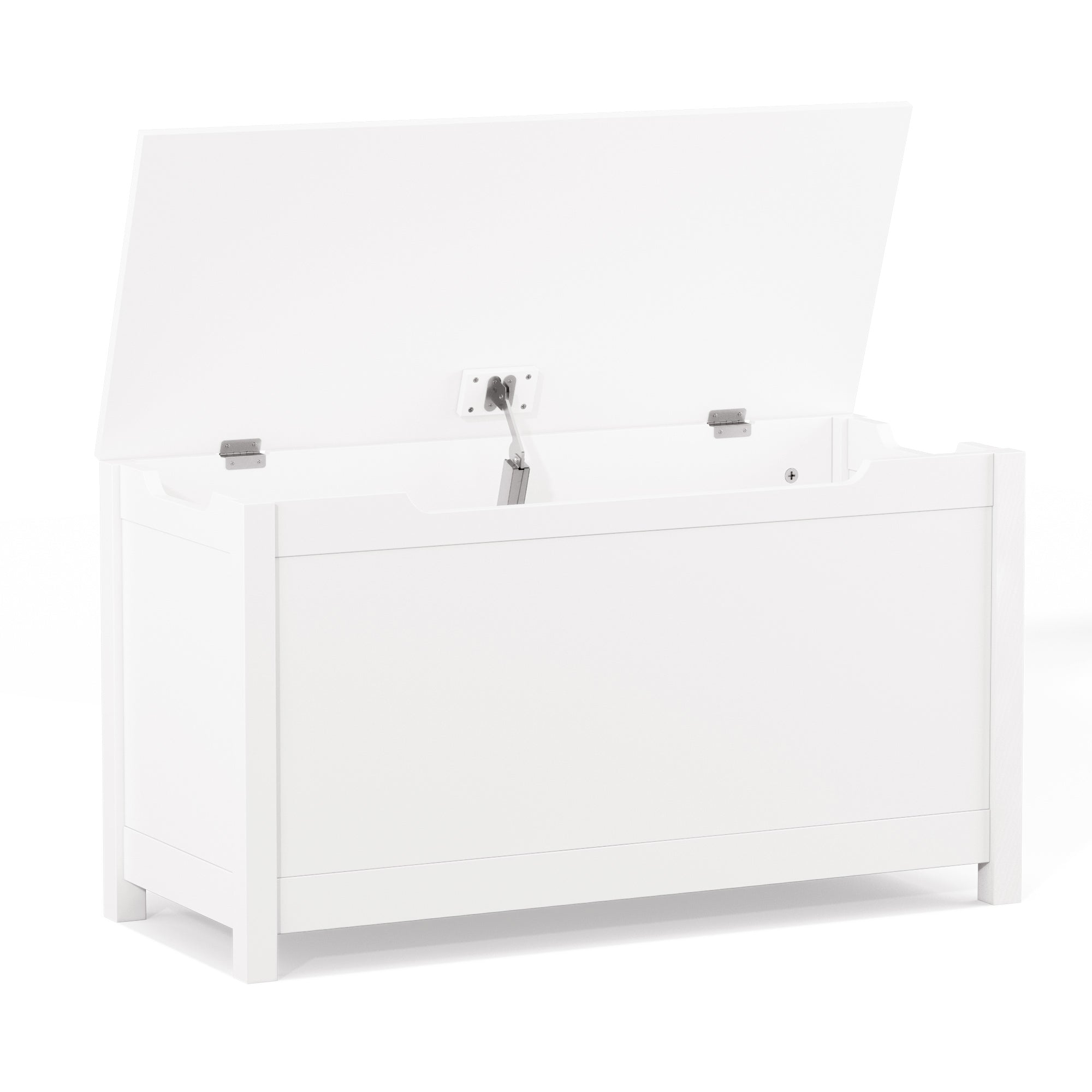 HAOYYE Wooden Toy Box Storage with Safety Hinged Lid, White, Sturdy Space-Saving Design, Easy Assembly, Durable and Stylish Home Furniture