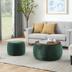 HAOYYE Round Storage Ottoman 2 in 1 Multifunctional End Table and Ottoman with Integrated Seat for Adults in Heavy Duty Construction and Space Saving Modern Design Ideal for Dorm Room and Office Use with Easy Assembly and Versatile Storage