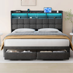 HAOYYE BED 778KING-DG-CLB Sturdy Space-Saving Heavy Duty Modern Design Adults Dorm Room Easy Assembly Bedroom Furniture