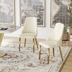 HAOYYE Modern PU Dining Chair Set of 2, Sponge-Filled Cushion, Solid Wood Metal Legs, Ideal For Restaurants, Living Rooms, and Bedrooms, Sturdy Space-Saving Heavy Duty Modern Design Adults Dorm Room