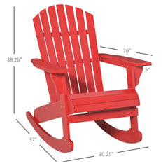 HAOYYE Red Rocking Adirondack Chair Made from Solid Weather-Resistant Fir Wood with Painted Finish, Wide Ergonomic Seat and Fan-Shaped Backrest for Ultimate Comfort, Slatted Design for Quick Drainage, Perfect for Porch Balcony Backyard Relaxation