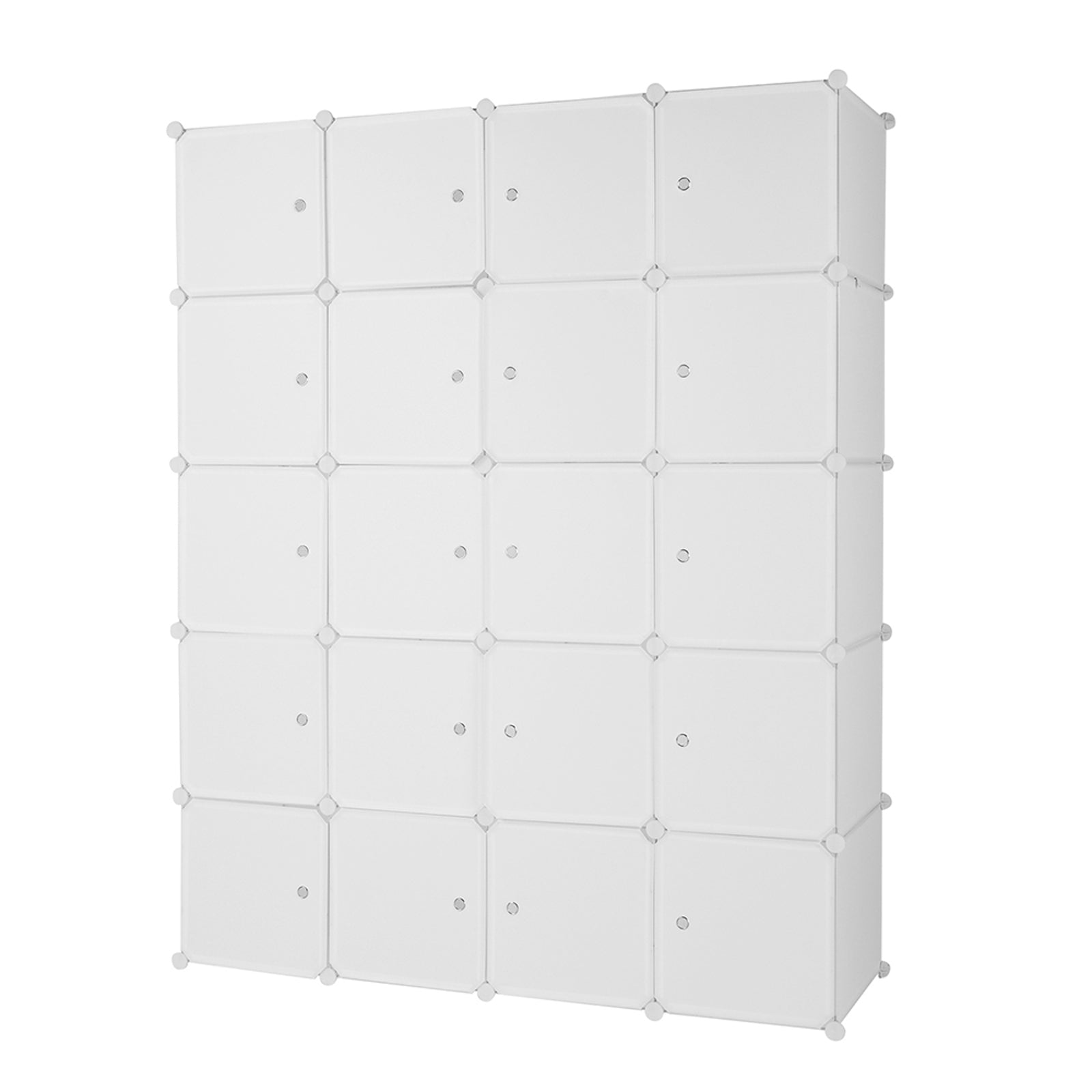 HAOYYE Modular 20-Cube Plastic Storage Organizer with Hanging Rod, Stackable Closet Shelves, Durable Multipurpose Storage Cabinet, Space-Saving Design for Clothes, Shoes, Accessories, Bedroom, Living Room, Office, White