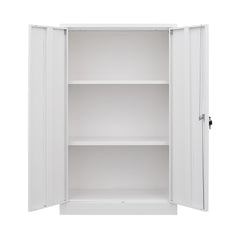 HAOYYE Metal Storage Cabinet with Locking Doors and Adjustable Shelves, Folding Filing Storage Locker Cabinet for Home Office, School, Garage, Durable and Space-Saving White Storage Solution