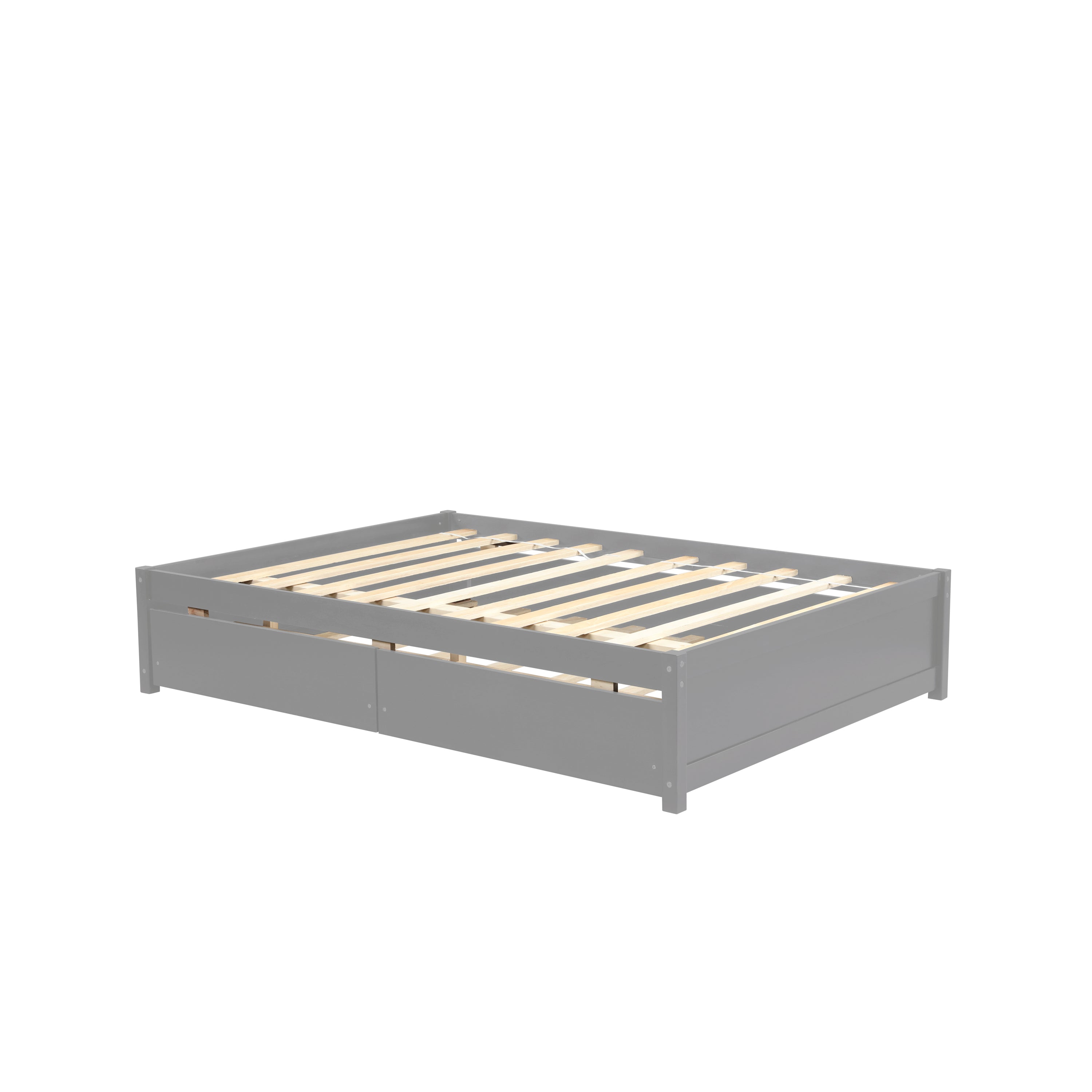 HAOYYE Full Bed With Twin Trundle And Storage Drawers, Grey Wood Platform Bed Frame, Space-Saving Heavy Duty Design, Modern Style For Bedroom Or Dorm Room, Easy Assembly