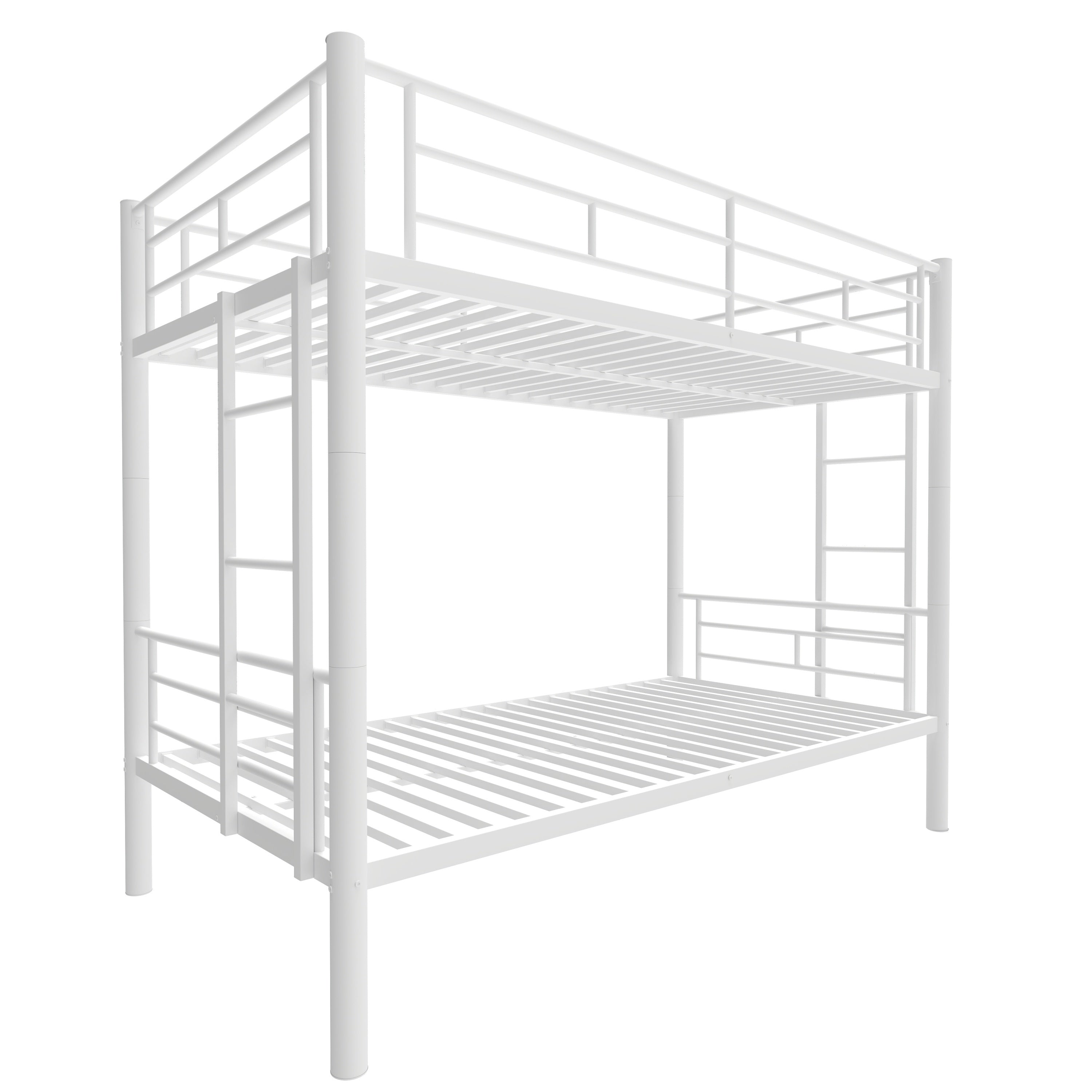 HAOYYE Bunk Bed Twin Over Twin Size with Ladder and high Guardrail, Able to Split, Metal Bunk Bed, Storage Space, Noise Free,White Sturdy Space-Saving Heavy Duty Modern Design Adults Dorm Room