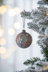 HAOYYE D3.9" Christmas Ball Ornaments, Glass Decorative Hanging Ball Christmas Tree Ornaments for Holiday Party Decorations, Set of 6 Sturdy Space-Saving Heavy Duty Modern Design Adults Dorm Room