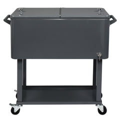 HAOYYE Rectangular Plastic Box Iron Foot Tube Refrigeration and Insulation Cart, Portable Cooler with Bottle Opener and Locking Casters for Outdoor Events
