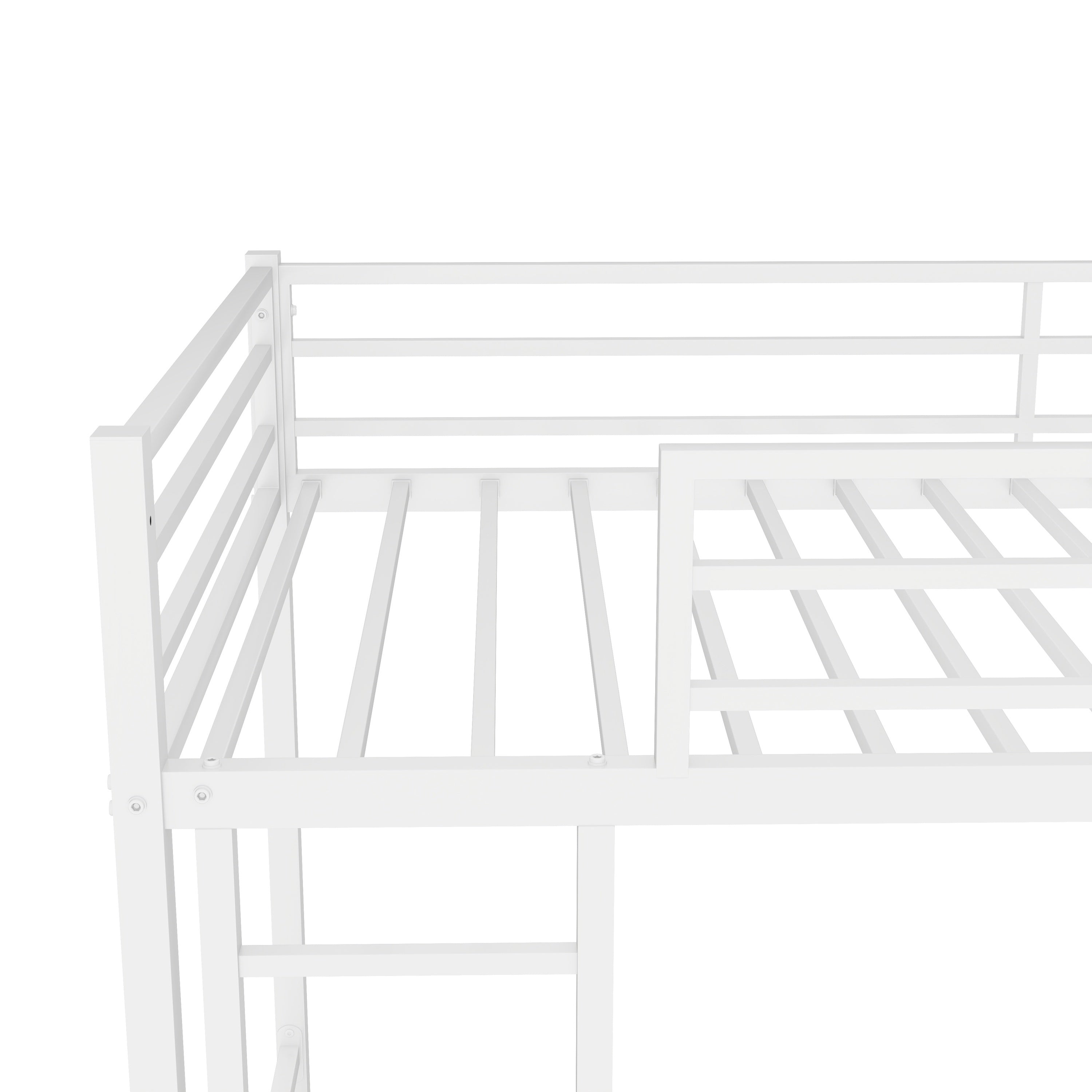 HAOYYE Metal Twin over Twin Bunk Bed/ Heavy-duty Sturdy Metal/ Noise Reduced/ Safety Guardrail/No Box Spring Needed,White Space-Saving Heavy Duty Modern Design Adults Dorm Room Easy Assembly