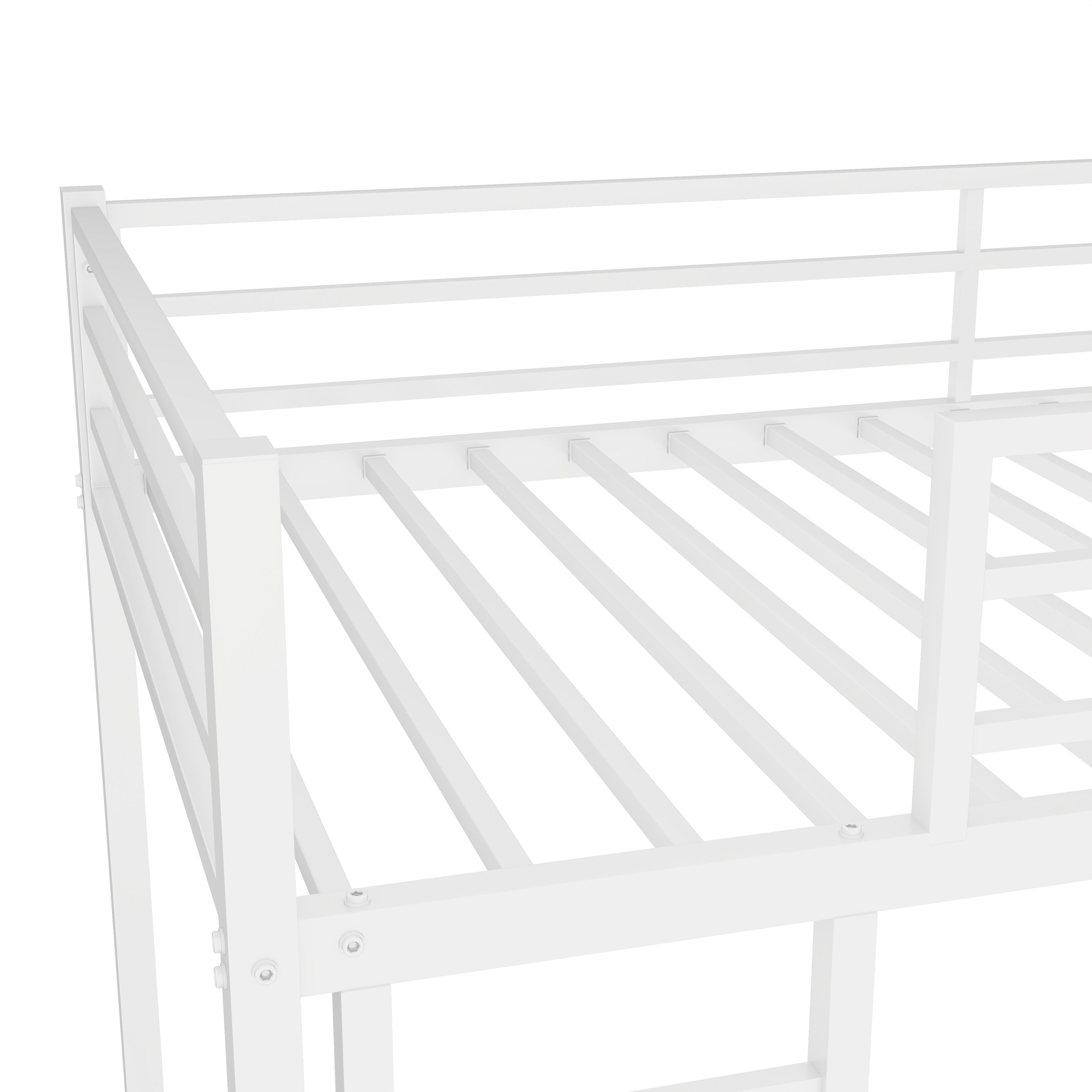 HAOYYE Metal Twin over Twin Bunk Bed/ Heavy-duty Sturdy Metal/ Noise Reduced/ Safety Guardrail/No Box Spring Needed,White Space-Saving Heavy Duty Modern Design Adults Dorm Room Easy Assembly