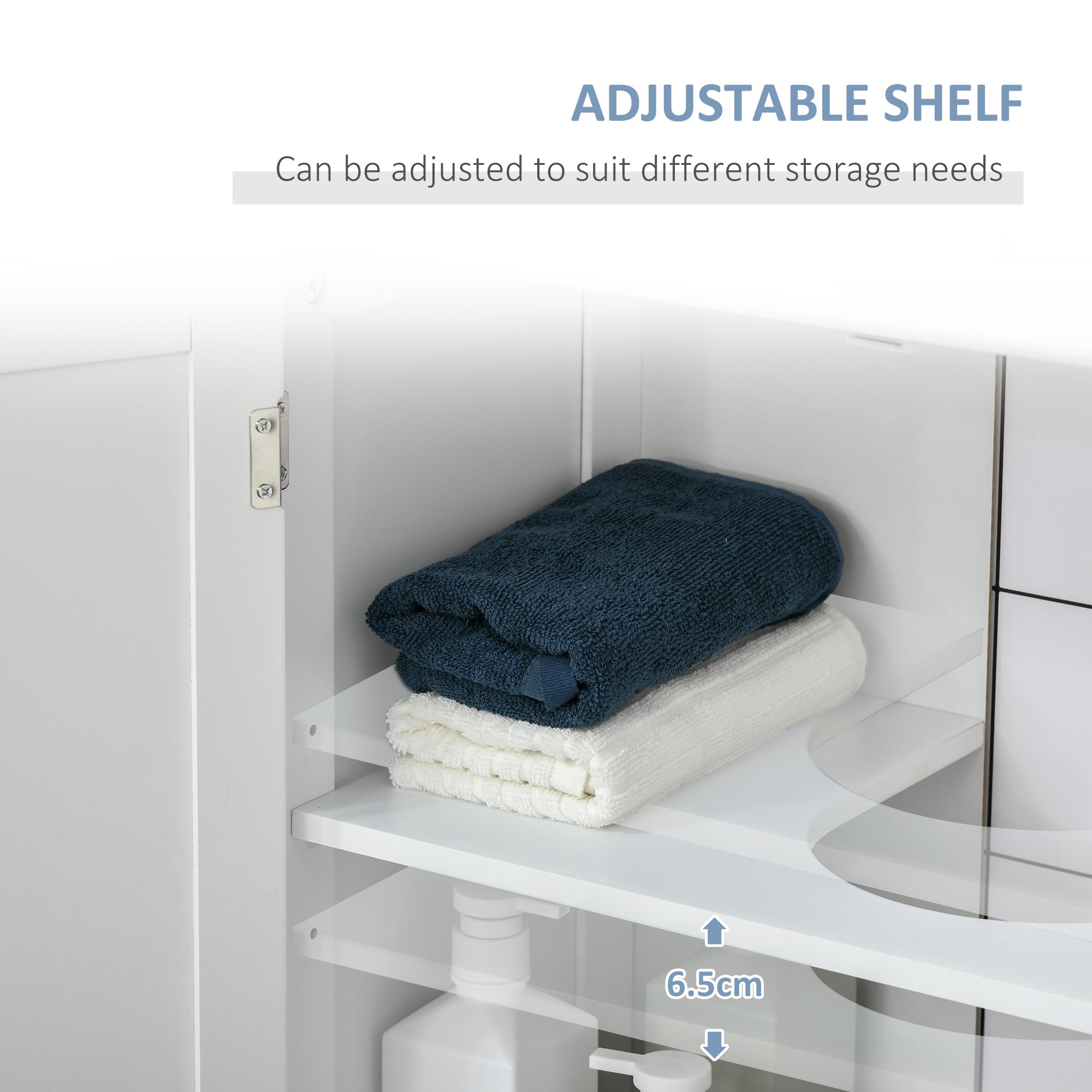 HAOYYE Bathroom Storage Cabinet with Adjustable Shelves and Drawer, Freestanding Floor Cabinet with Door, Slim Modern Organizer for Bathroom, Living Room, Entryway, White