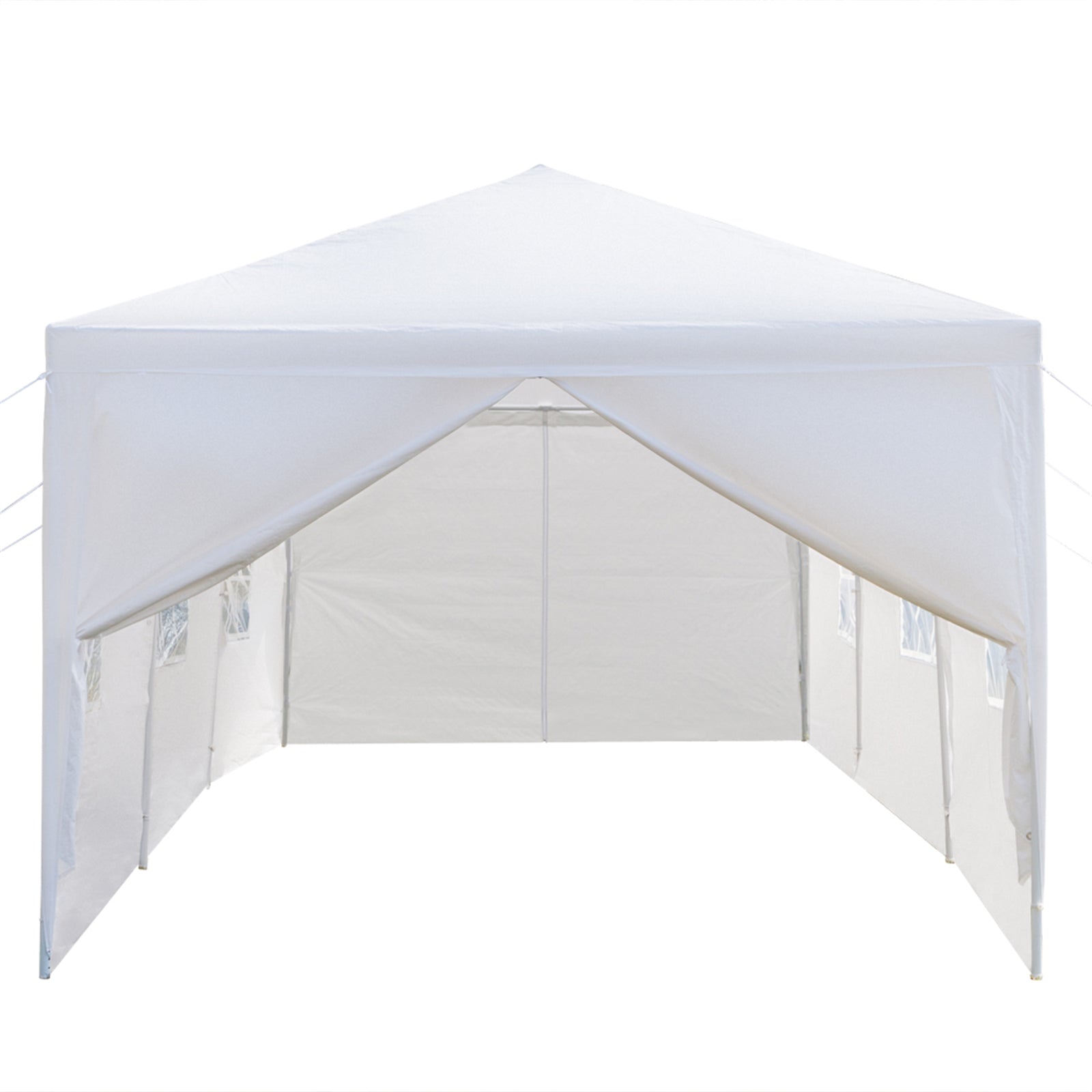 HAOYYE 10x30ft Outdoor Party Tent Waterproof PE Canopy with 8 Side Panels and 2 Doors Spiral Tube Iron Frame for Wedding Market Event Backyard