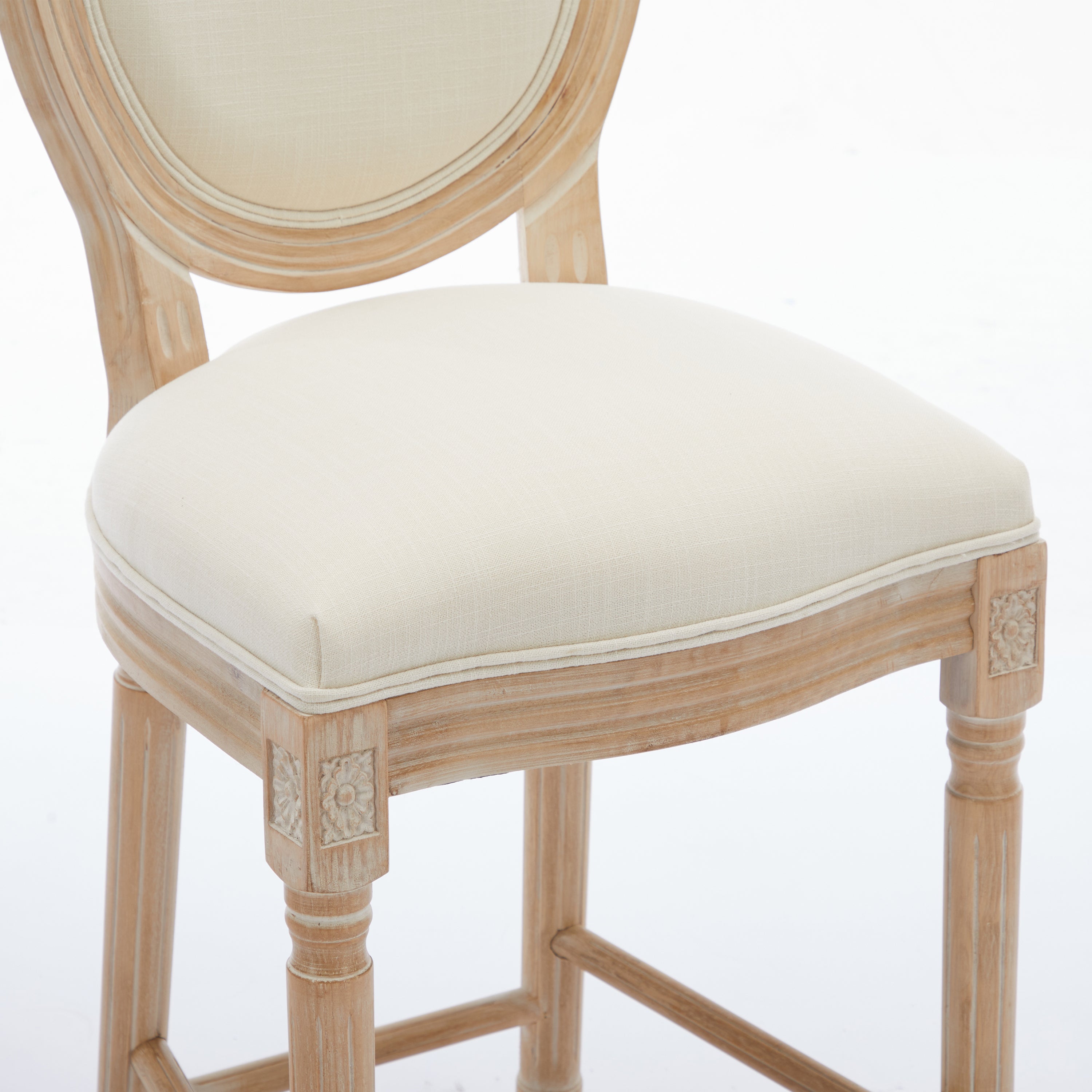 HAOYYE Solid Wood Bar stools Set of 2, Classic French Country Wooden Barstools with Upholstered Seating Sturdy Space-Saving Heavy Duty Modern Design Adults Dorm Room Easy Assembly Bedroom Furniture