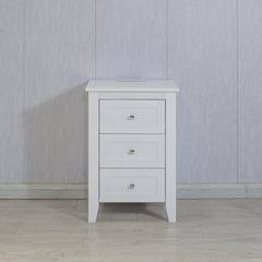 HAOYYE White Nightstand with 3 Drawers, USB Ports & Power Outlets, Wooden Bedside Table/End Table, Modern Design for Bedrooms, Sturdy Space-Saving Heavy Duty Construction, Ideal for Adults