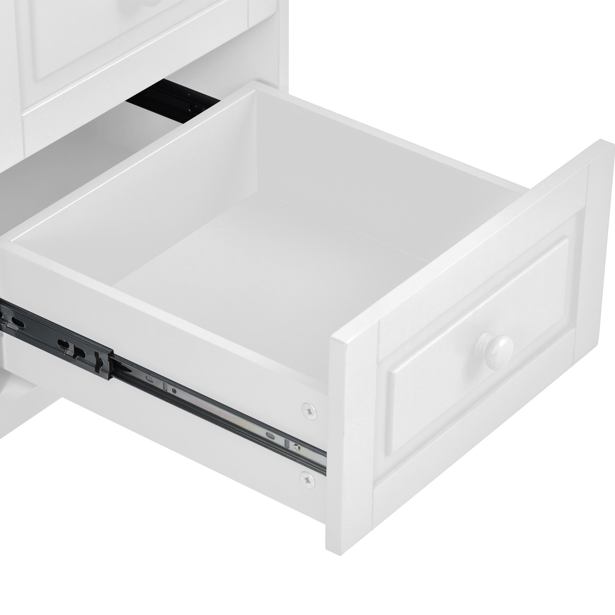 HAOYYE Kitchen cart with Rubber wood desktop rolling mobile kitchen island with storage and 5 draws 53 Inch length(White) Sturdy Space-Saving Heavy Duty Modern Design Adults Dorm Room Easy Assembly