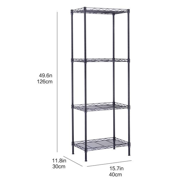 HAOYYE 4-Tier Wire Shelving Unit Metal Storage Rack Black Adjustable Organizer with Leveling Feet for Kitchen Bathroom Office