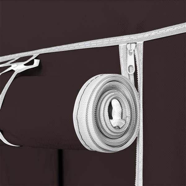 HAOYYE 69-Inch Portable Double-Rod Closet Organizer, Durable Dark Brown Fabric Wardrobe, Space-Saving Storage Solution for Clothes and Accessories, Stylish and Modern Design, Sturdy Non-Woven Fabric Construction