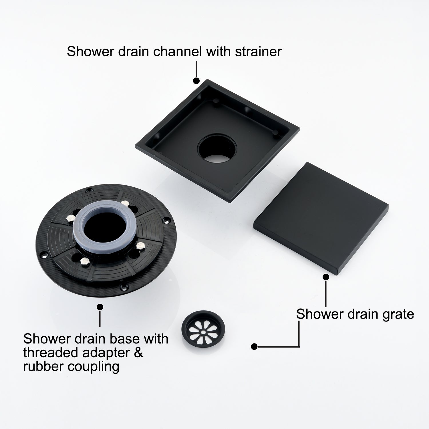 HAOYYE 6 Inch Square Shower Floor Drain Sturdy Space-Saving Heavy Duty Modern Design Adults Dorm Room Easy Assembly Bedroom Furniture